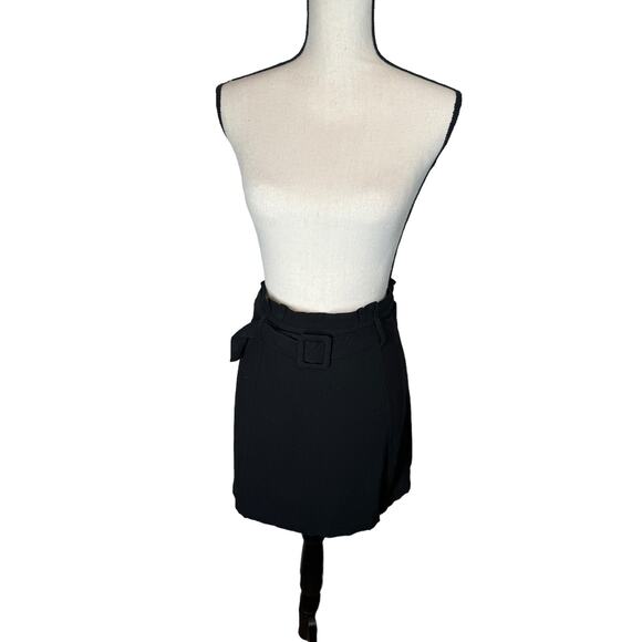 NWT Umgee Black‎ Belted Mini Skirt Medium Linen Cotton - Picture 2 of 8